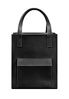 Кожаная женская сумка BlankNote Бэтси с карманом Черная (BN-BAG-10-1-g-kr) TE, код: 1643565