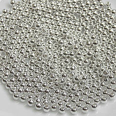 Намистини  3 мм, гальваніка срібло (5 гр)