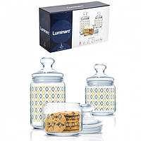 Набор стеклянных банок в ромбе Luminarc Jar Kitchen Bliss Pot Club Silo 3 шт 0,5 + 0,75 + 1 л (Р2045) Оригинал