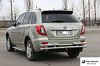 Защита заднего бампера (двойная нержавеющая труба - двойной ус) Lifan X 60 (13+)