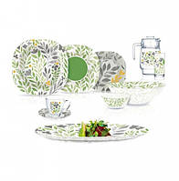 Столовый бело-зеленый сервиз с рисунком цветы Carina Alvis Green 46 предметов Luminarc (Q5859) Оригинал