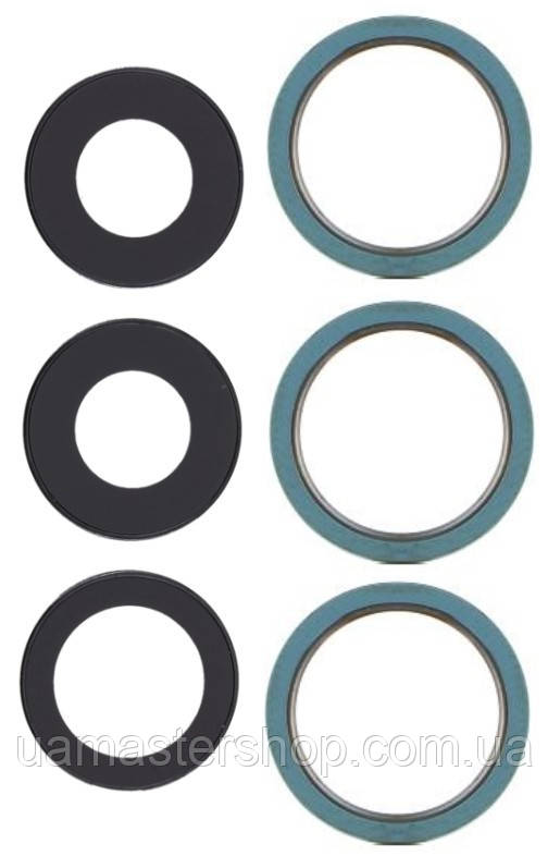 Скло камери iPhone 12 Pro Max синє Pacific Blue + кільце комплект 3, фото 1