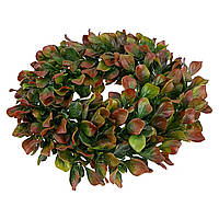 Венок декоративный зеленый-бордовый крупные листья FL-1005