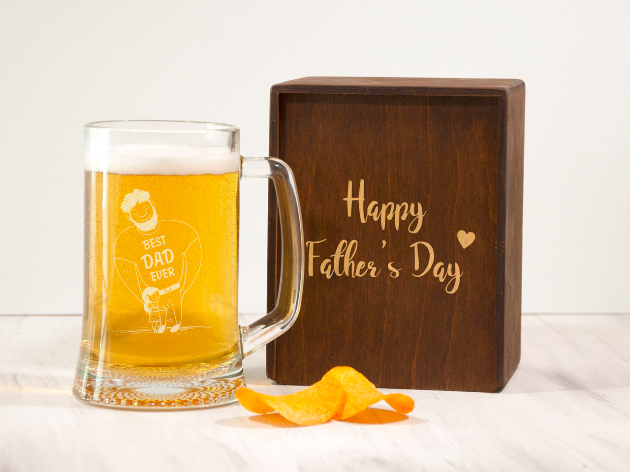 

Пивной бокал на подарок папе с надписью Happy Father’s day 0.5Л, Стеклянный