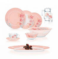 Большой столовый сервиз розовый с рисунком цветы AMBIANTE SPRING LOOM 46 предметов Luminarc (Q1228) Оригинал