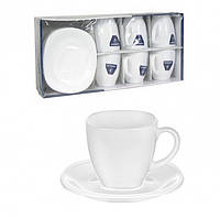 Чайный набор белый с квадратными блюдцами Luminarc CARINE White 6х220 мл (N6430)