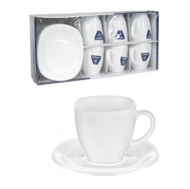 Чайный набор белый с квадратными блюдцами Luminarc CARINE White 6х220 мл (N6430) - фото 1 - id-p1903687887