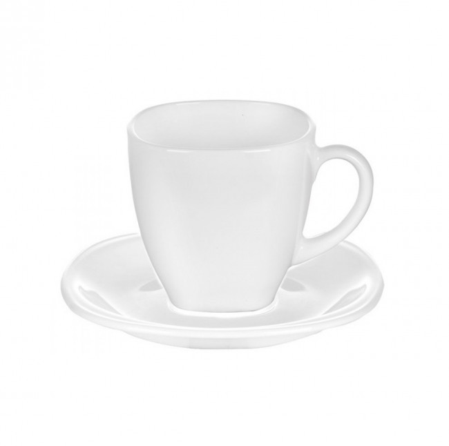 Чайный набор белый с квадратными блюдцами Luminarc CARINE White 6х220 мл (N6430) - фото 2 - id-p1903687887