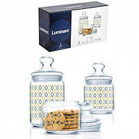 Набор стеклянных банок в ромбе Luminarc Jar Kitchen Bliss Pot Club Silo 3 шт 0,5 + 0,75 + 1 л (Р2045)