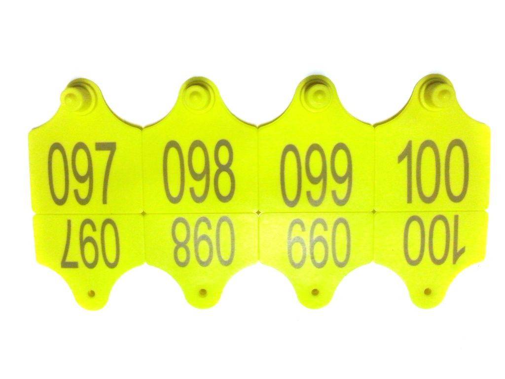 Вушні бирки 67х52 з номером, двосторонні для тварин (овець, кіз, свиней, поросят, ВРХ, корів, телят), фото 1