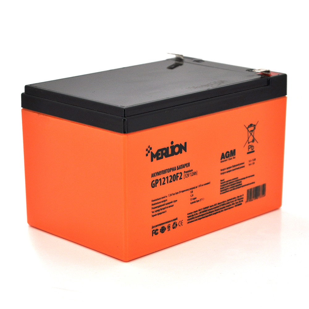 Акумуляторна батарея MERLION AGM GP12120F2 PREMIUM 12 V 12 Ah (150 x 98 x 95 (100)) Orange Q6