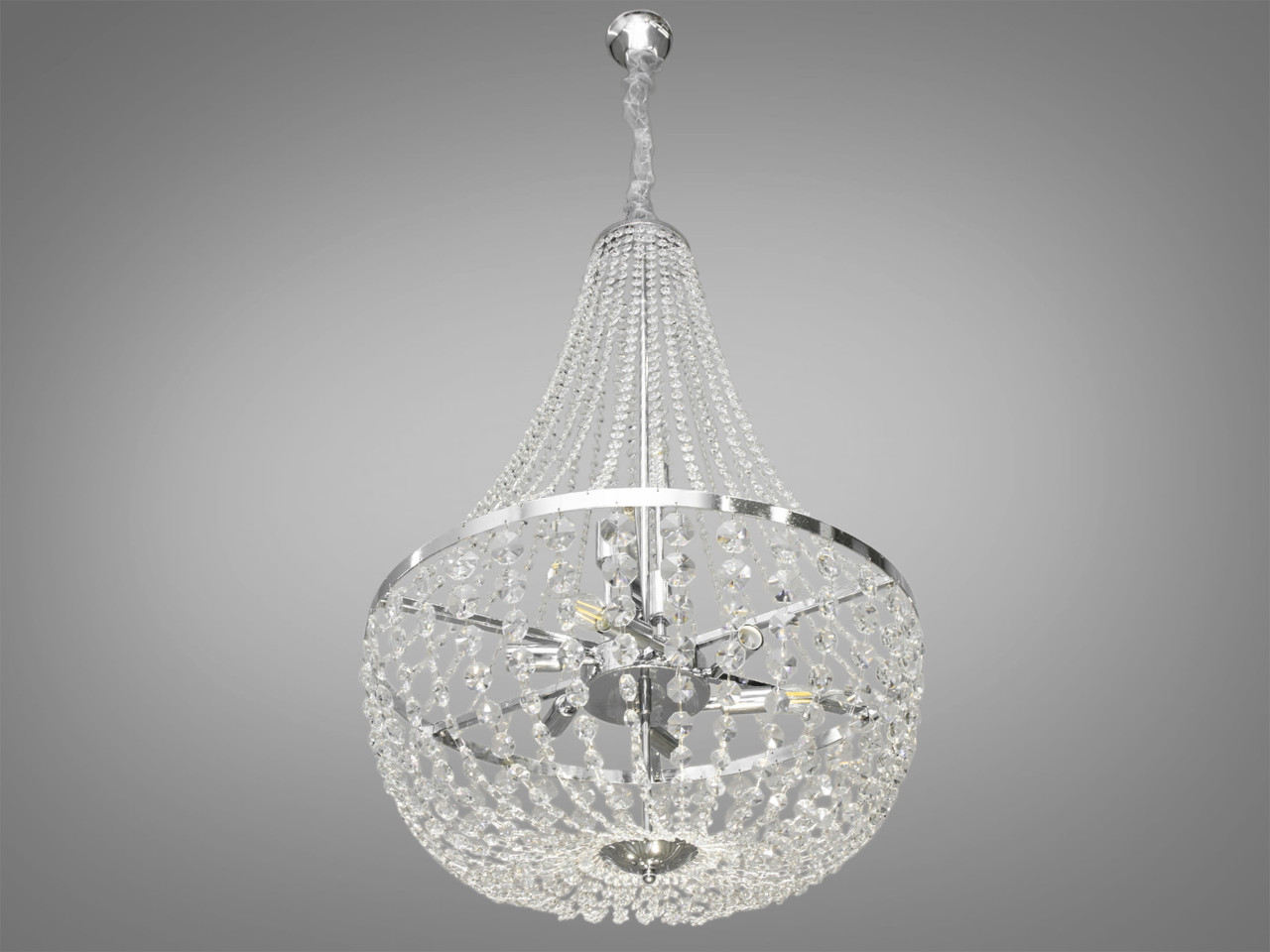 Ошатна кришталева люстра для вітальні, колір хром, на 9 ламп FH013-600HR-LS, фото 1