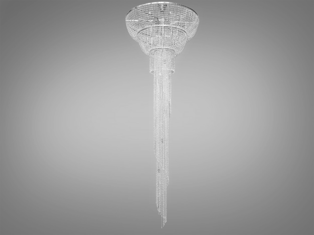 Чудова каскадна кришталева люстра для ресторану, колір хром, на 22 лампи FH012-1000x3400HR-LS