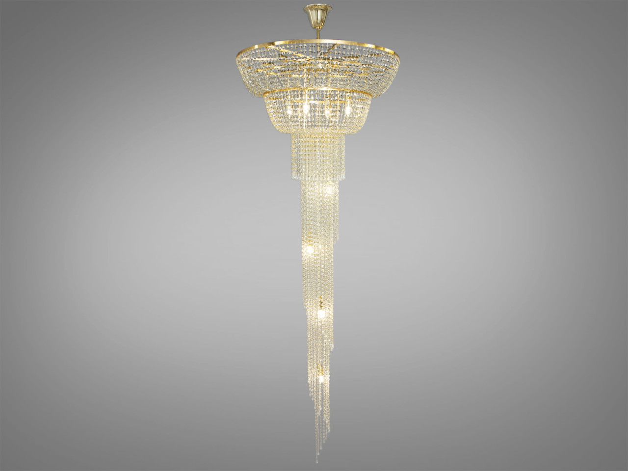 Елітна кришталева люстра для вітальні, колір золото, на 16 ламп FH012-800x2400G-1-LS