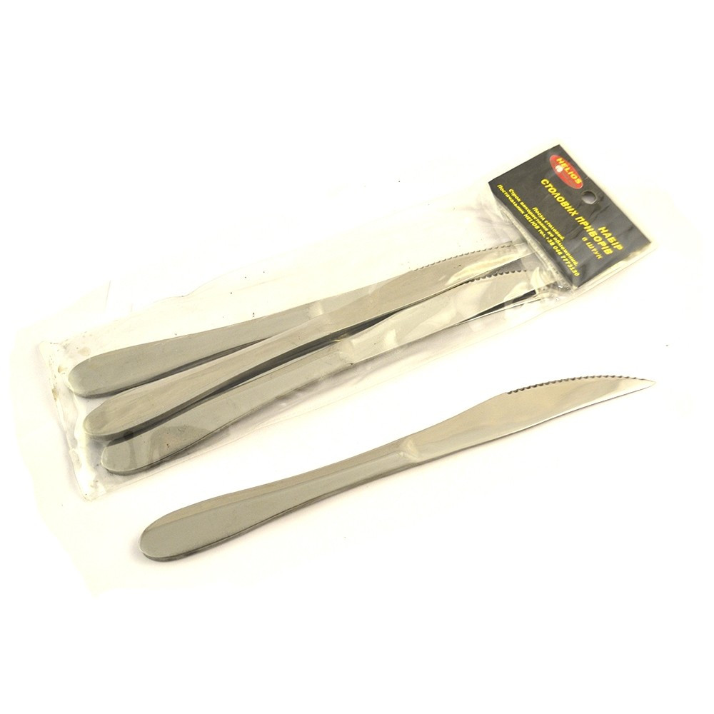 Набір ножів для стейка HELIOS серія "Гладка" неіржавка сталь 6 шт (7504) Оригінал
