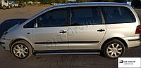 Пороги труба с листом для Volkswagen Sharan (2004-2010) "ELIT" silver-black