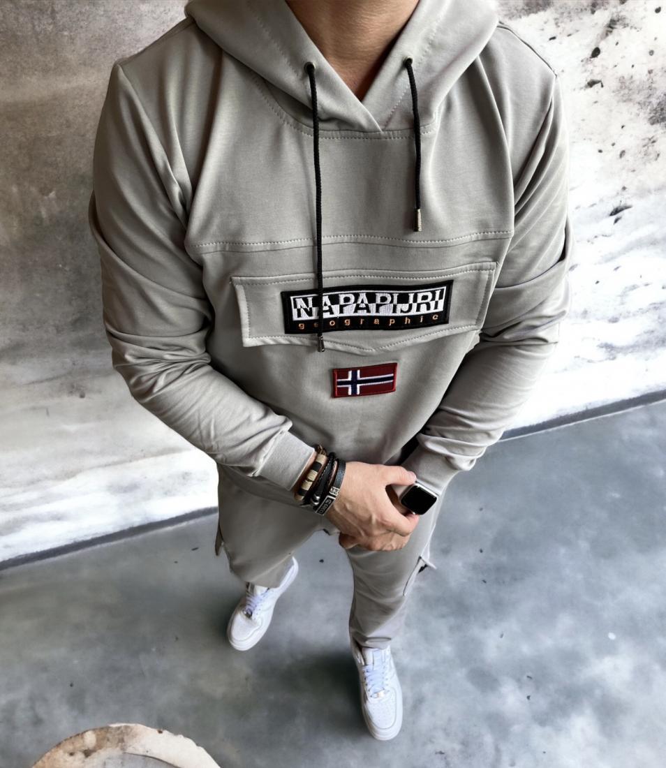 Однотонний спортивний сірий костюм Napapijri худі штани