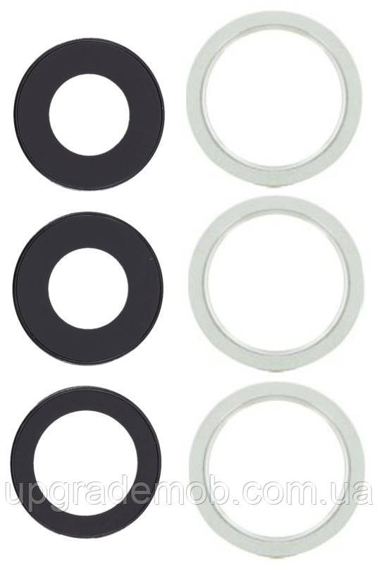 Скло камери iPhone 12 Pro Max сріблясте + кільце комплект 3, фото 1
