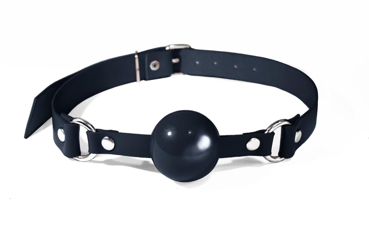 Кляп силіконовий Feral Feelings Silicon Ball Gag Black/Black, чорний ремінець, чорна кулька, фото 1