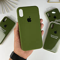 Силиконовый чехол на Айфон Х (10) с закрытым низом | iPhone X / XS Army green (45)