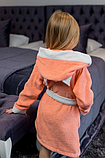 Махровий халат для дівчинки персиковий з капюшоном з вушками, фото 5