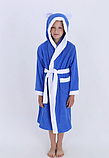 Дитячий махровий халат блакитний з капюшоном з вушками, фото 2