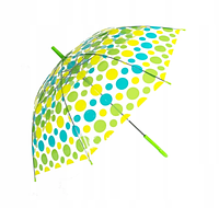 Зонтик-трость прозрачный полуавтомат 8 спиц салатовый/голубой XI-013