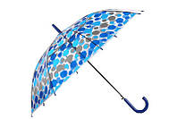 Зонтик-трость прозрачный полуавтомат 8 спиц синий/серый XI-016