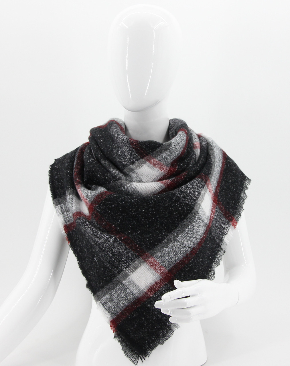 Шаль -Хустка Шотландка Зимова M&JJ Антрацит-Білий 140х140 см (8499), фото 1