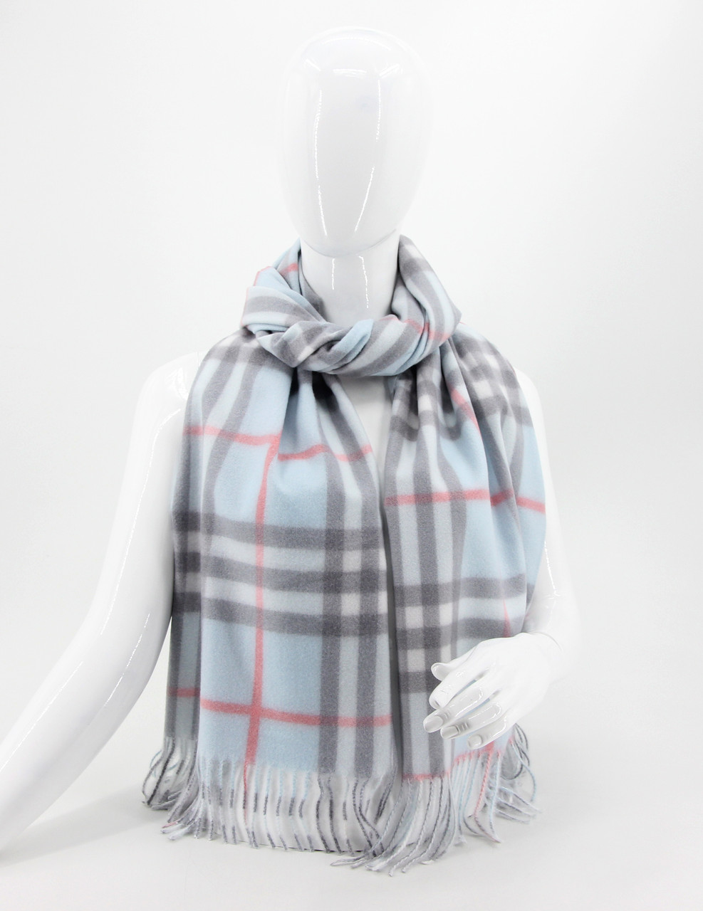 ШАРФ жіночий M&JJ ПАСТЕЛЬ КЛІТИНА Блакитний 170х65 см (2575), фото 1