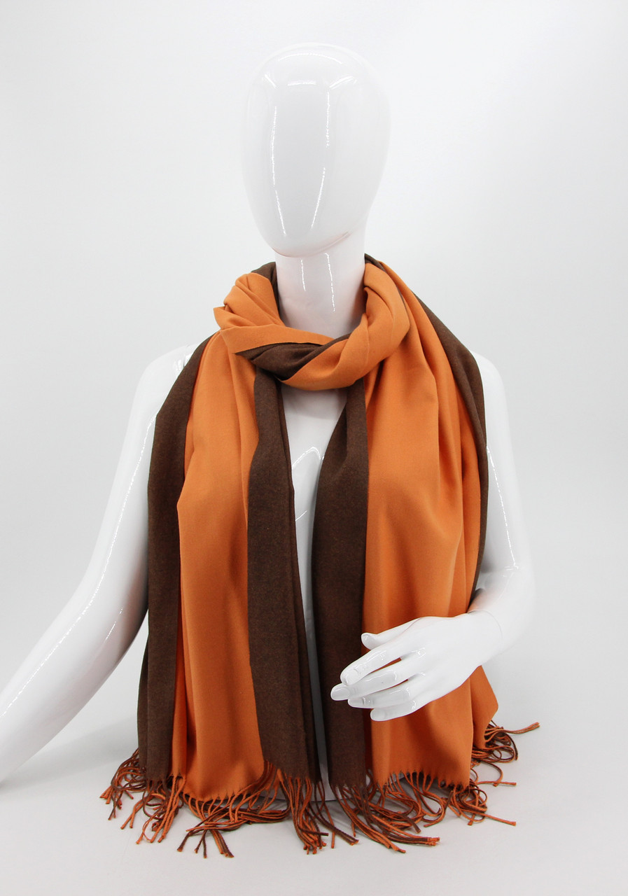 Шарф жіночий M&JJ Флоренція Помаранчевий/мокко 190х65 см (8334), фото 1