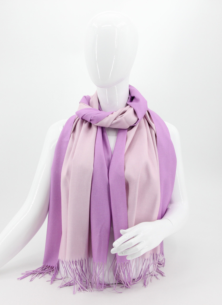 Шарф двосторонній M&JJ ЖЕНЕВА Світла пудра/фіалка 65х185 см (8421), фото 1