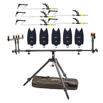 Карповий набір Feima Carp Род Под на 5 вудилищ комплект Сигналізатори та свенгера
