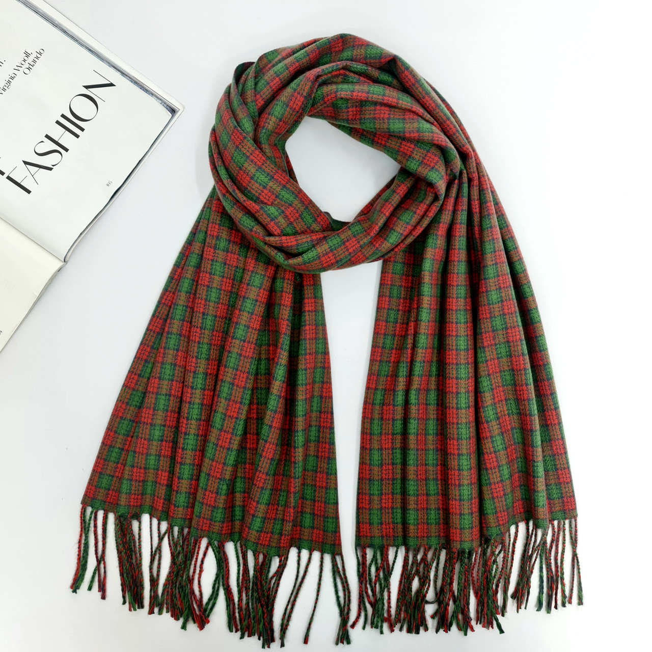 ШАРФ жіночий M&JJ ВЕГАС червоно-зелений 70х180 см (8005), фото 1