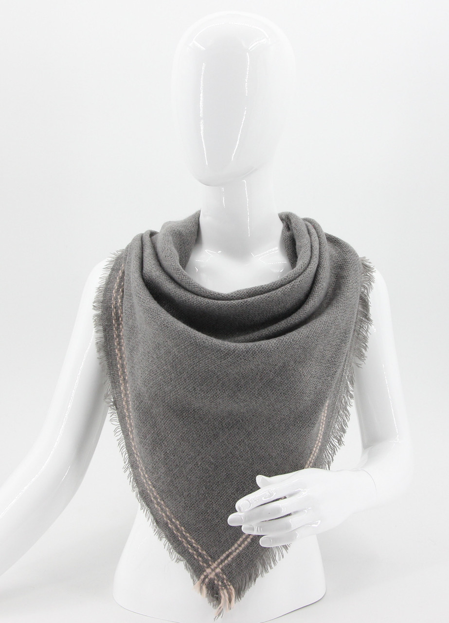 Шаль -Хустка Шотландка Зимова M&JJ Сірий-Бежевий 140х140х220 см (8453), фото 1