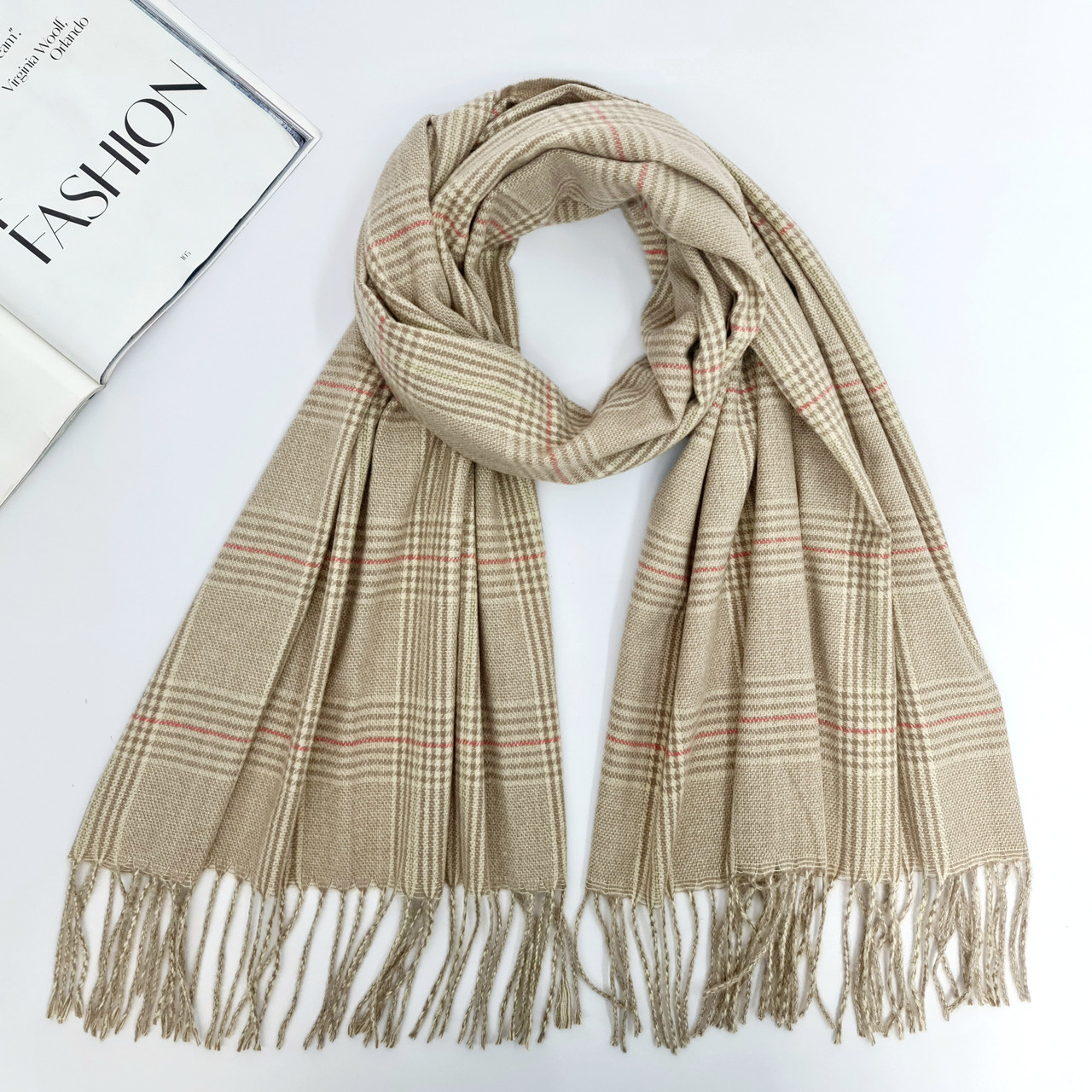 ШАРФ жіночий M&JJ БРИТАНЬ бежевий 75х180 см (8028), фото 1