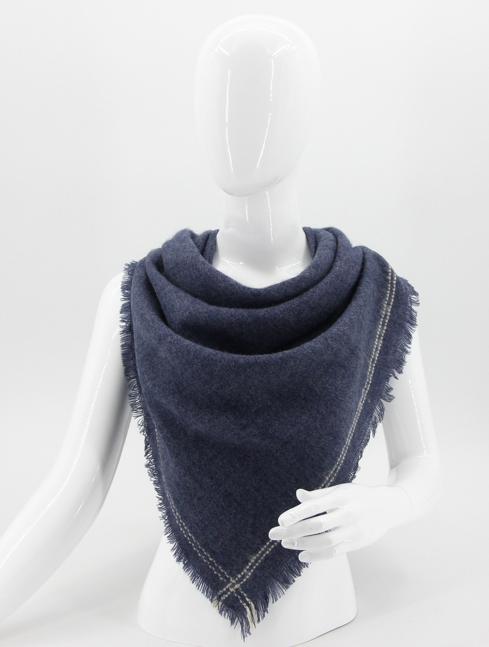 Шаль -Хустка Шотландка Зимова M&JJ Темно-синій 140х140х220 см (8451), фото 1