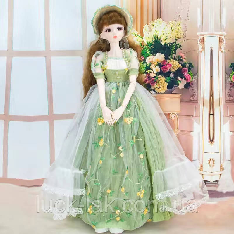 Шарнірна лялька 1/3 BJD Марта, у ніжному зеленому платті, перуку, взуття, фото 1