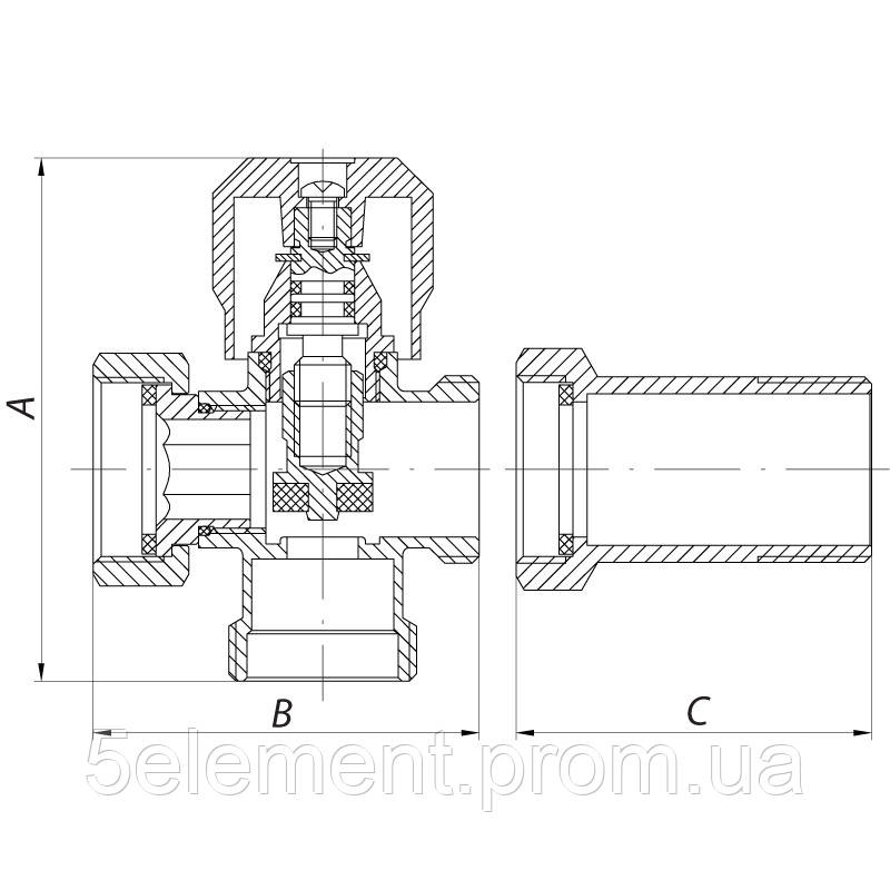 Купить Кран трехходовой 3 4x3 4x3 4 KOER KR.521 KR0148 FE, код: 5561125 ...