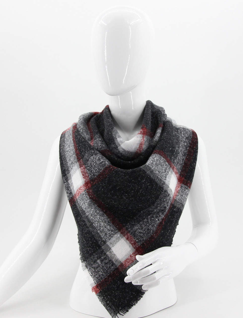 Шаль -Хустка Шотландка Зимова M&JJ Антрацит-Білий 140х140х220 см (8478), фото 1