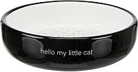 Миска керамическая для кошек коротконосые пород, 0.3 л / ø 15 см, черная / белая