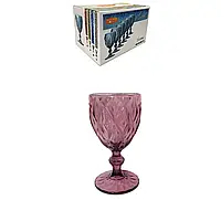 Розовые винные чашки из цветного стекла "Рубин" 6 шт 240 мл 6453/н Оригинал