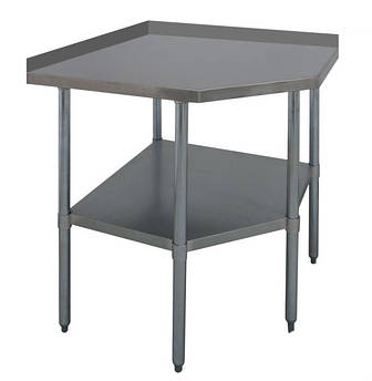 Гастрономічний кутовий стіл із стілницею з нержавіючої сталі з бортиком 90 х 90 см