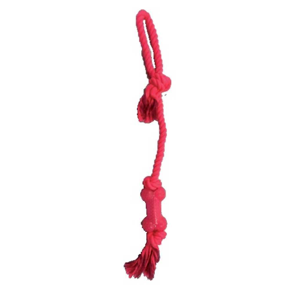 Іграшка для собак Croci JUICE канат з ручкою і кісточки, колір ягід, 50см