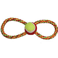 Іграшка для собак Croci канат грейфер вісімка з м'ячиком, 28 см, 6 см