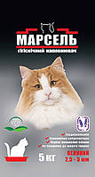 Бентонитовый наполнитель Марсель для туалета кошек 5 кг, крупный с запахом лаванды 2,5-5 мм