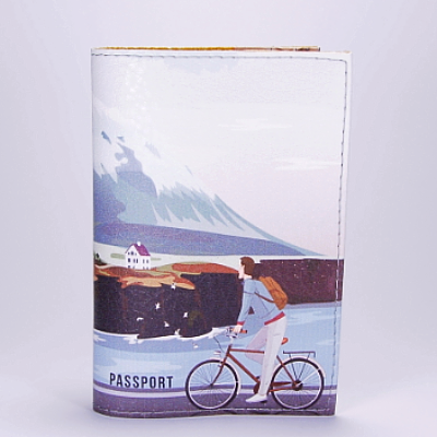 Обкладинка на паспорт "Подорожі велосипедом", екошкіра, Pass-48
