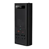 Автомобільний інвертор Baseus 300 W з 2 розетками на 220 V + USB + Type-C (чистий синус) — Чорний, фото 3