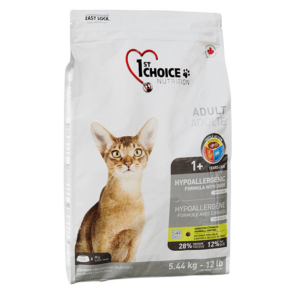 1st Choice Hypoallergenic Adult 5.44 кг гіпоалергенних корм для дорослих котів з качкою і бататом