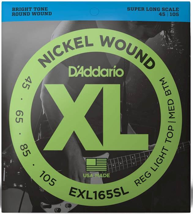 Струни для бас-гітари D'Addario EXL165SL XL NICKEL WOUND BASS REG LIGHT TOP / MED BOTTOM (45-105), фото 1